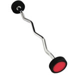 Rubber Coated Barbell Set Curl Qatar OKPRO OK3005B colored plates with curl bar