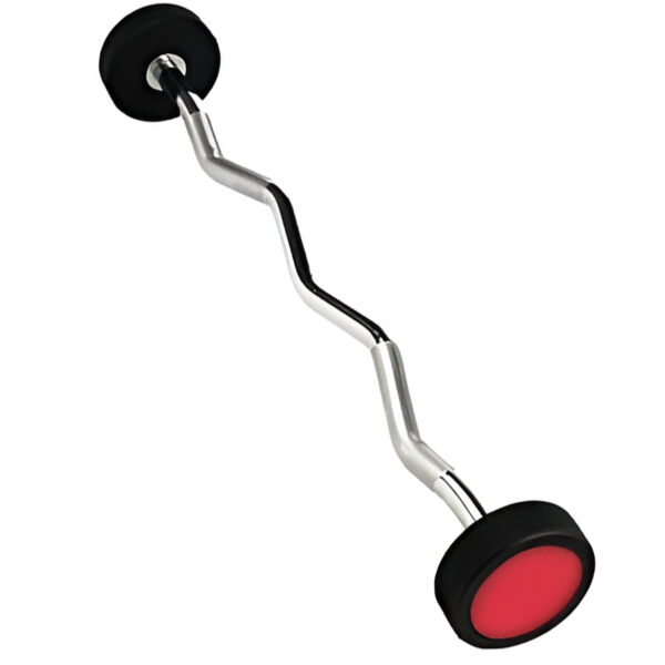Rubber Coated Barbell Set Curl Qatar OKPRO OK3005B colored plates with curl bar