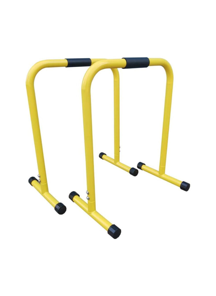 Adjustable Parallettes Qatar OKPRO OK0066 yellow steel parallettes for calisthenics and bodyweight training