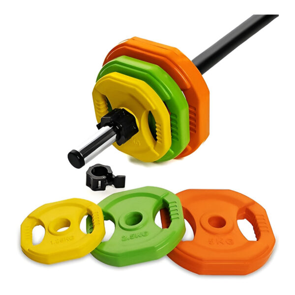 Barbell Set 20KG Qatar OKPRO OK3010C colored rubber-coated plates with bar