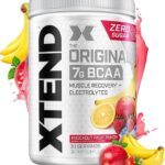 Xtend Original BCAA Fruit Punch flavor – 7g BCAA intra-workout recovery powder with L-Glutamine, Citrulline Malate, and electrolytes – 30 servings, sugar-free.