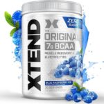 Xtend Original BCAA Blue Raspberry flavor – 7g BCAA intra-workout recovery powder with L-Glutamine, Citrulline Malate, and electrolytes – 30 servings, sugar-free.