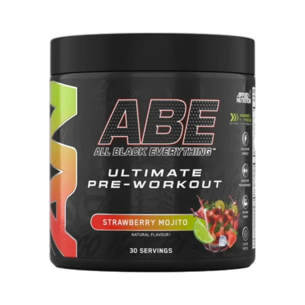Applied Nutrition ABE All Black Everything Pre-Workout powder – energy and endurance supplement with creatine, beta-alanine, caffeine, and citrulline for enhanced performance and focus.