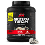 MuscleTech Nitro-Tech Ripped Cookies & Cream flavor protein powder – advanced 7-in-1 whey isolate and fat-burning formula with CLA, L-Carnitine, and green tea extract.