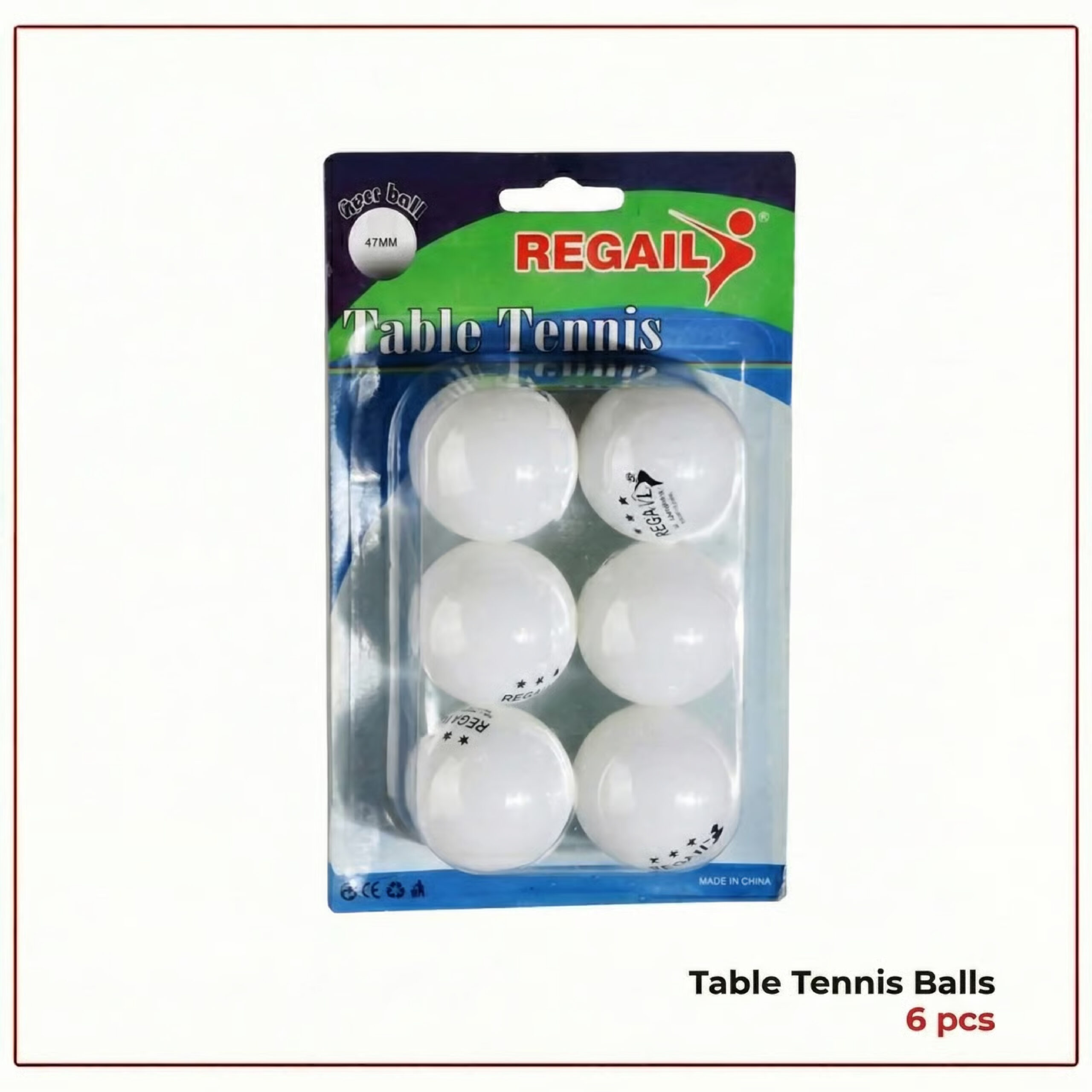 Table tennis balls white-01 REGAIL 40 mm Table Tennis Balls – White (6-Pack) - Image 1