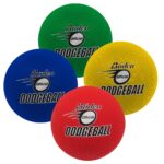 6-inch dodgeball in yellow, blue, and red – soft rubber ball for kids and adults, ideal for school PE, playgrounds, and recreational games.